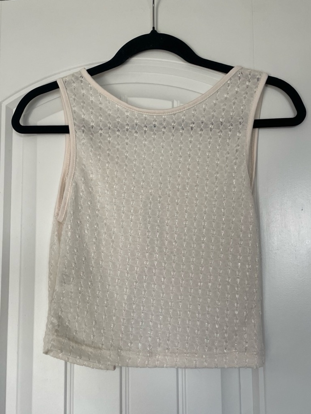 SHEIN BAE White Knit Twist Back Crop Top Open Back Sleeveless Size S